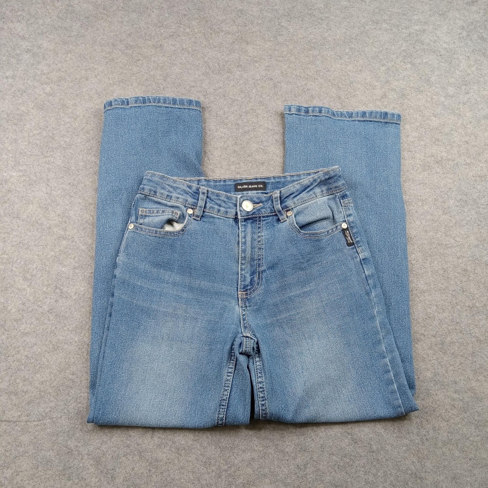 Silver Jeans Girls 10 Cara Light Wash Straight Leg Blue Stretch Denim Pants